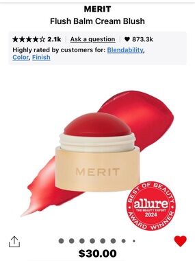 MERIT Flush Balm Cream Blush — Rouge Red